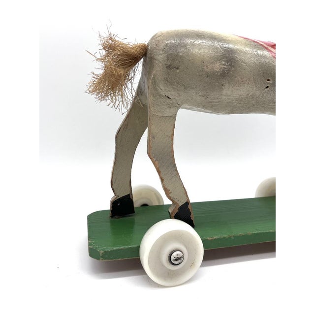 Vintage Wooden Horse on Rolling Board, 1930s For Sale - Image 11 of 15