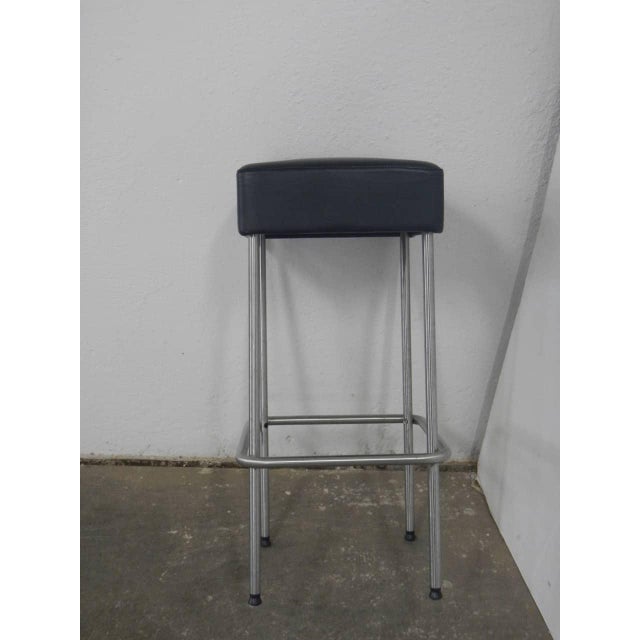 Black Leatherette Stool, 1970s For Sale - Image 4 of 9