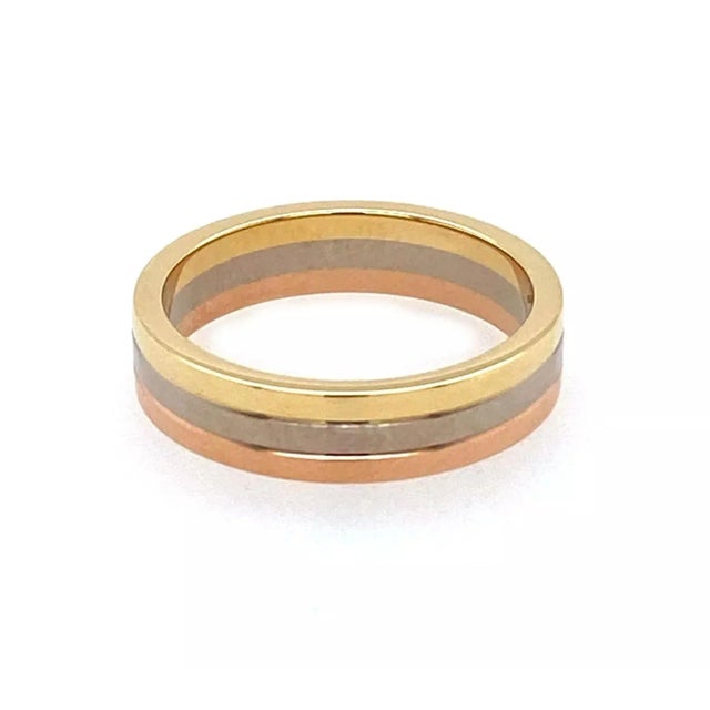Late 20th Century Cartier Vendome Louis Cartier 18k Tri-Color Gold 4.8mm Band Ring - Size 7.5 For Sale - Image 5 of 6