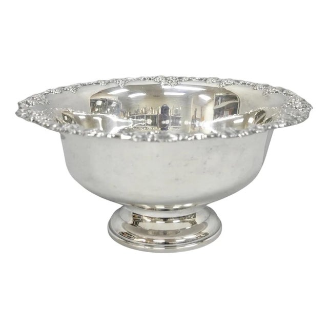 Vintage Gorham Newport Yb 271 Victorian Silver Plated Grapevine Punch Bowl For Sale