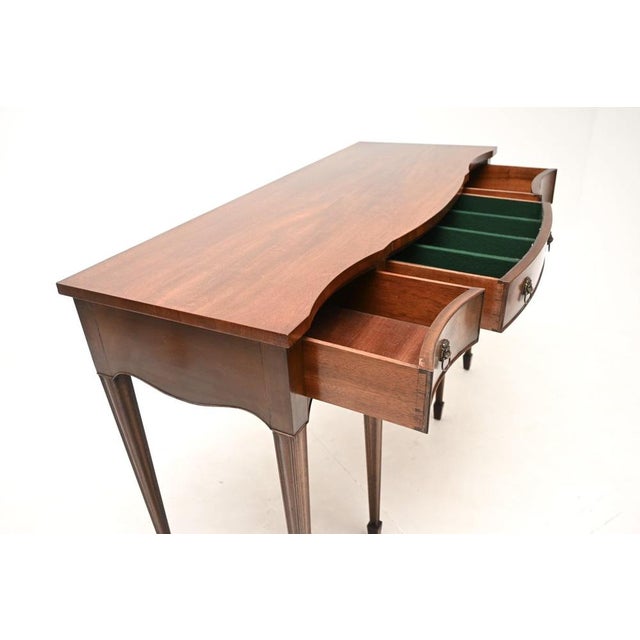Brown Vintage Georgian Style Inlaid Console Table, 1930 For Sale - Image 8 of 9