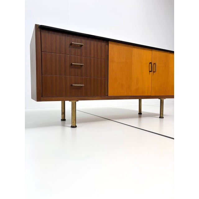 Vintage Two-Tone Wood Sideboard with Black Glass Top, 1960s For Sale - Image 18 of 18
