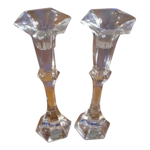 Pair of Vintage Mikasa Crystal Taper Candle Holders, Made in Germany