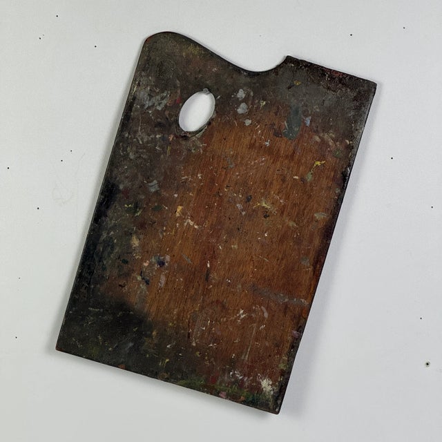 Late 19th Century French Vintage Artist's Painting Palette With Thick Remnant Multicolored Oil Paint For Sale - Image 5 of 11