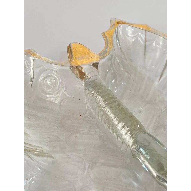 Glass Butterfly Ashtray or Vide Poche with Gilt Decor Pattern, 1980s For Sale - Image 3 of 9