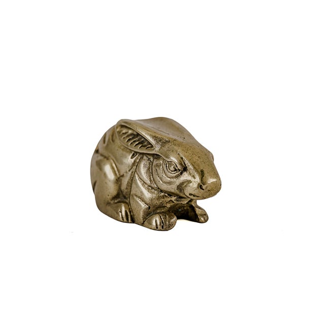 Metal Vintage Mid-Century Modern Brass Rabbit Figurine Paper Weight For Sale - Image 7 of 8