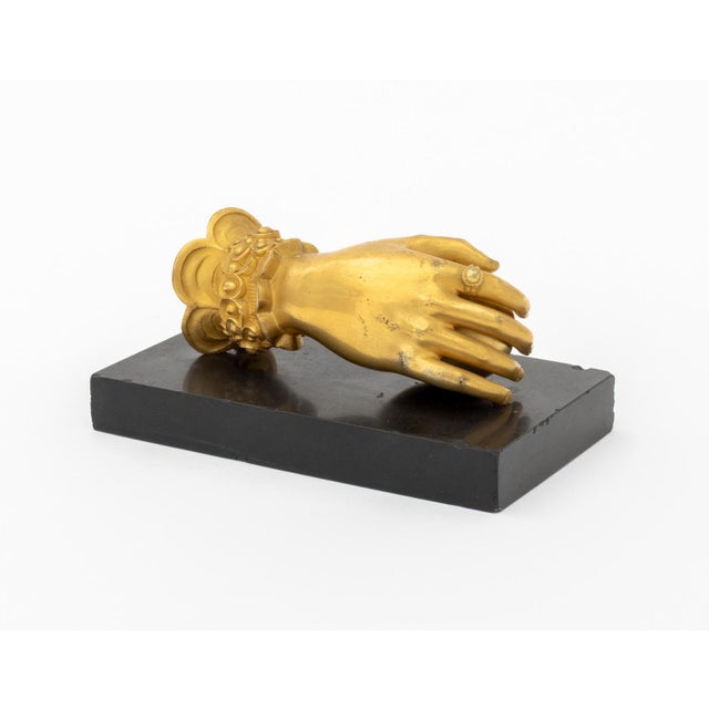 19th Century Victorian Hand Form Gilt Bronze Door Knocker For Sale - Image 5 of 9