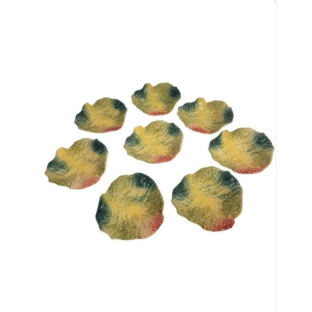 Secla Vintage Italian Cabbage Leaf Curved Colorful Dodie Thayer Style Serving Bowls- Set 8 For Sale - Image 4 of 8