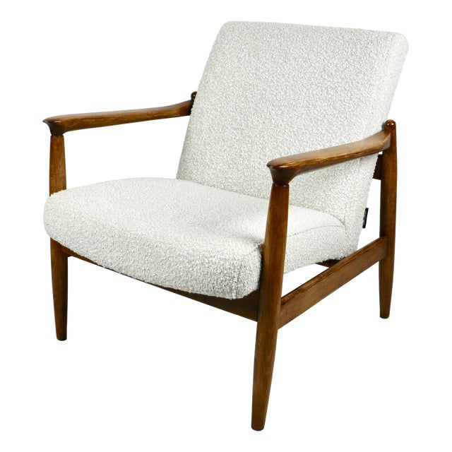 GFM-64 Armchair in White Ivory Bouclé from Edmund Homa, 1970s For Sale