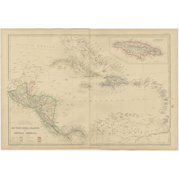 Mid 19th Century Antique Map of the West Indies and Central America by W. G. Blackie, 1859 For Sale - Image 5 of 6