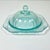 Tiffany Blue 1970s Vintage Art Deco Hollywood Regency Indiana Glass Co. Recollection Covered Butter Dish For Sale - Image 8 of 10