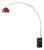 Nova Mid Century Modern Iconic Half Dome Floor Lamp - Black Marble Base, Crimson Red Shade, Modern Arc Lamp For Sale