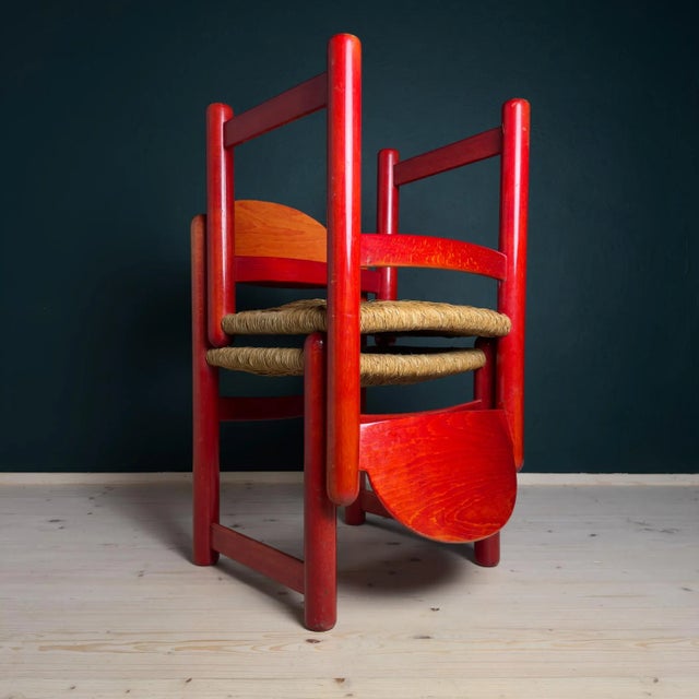Padova chairs designed by Hank Lowenstein from the 1970s. Beautifully made in beech with original rush seats and...