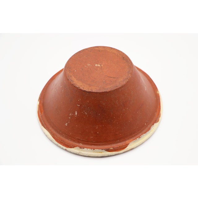 19th Century Portuguese Tan & Orange Terracotta Dairy Bowl, Earthenware For Sale - Image 11 of 11