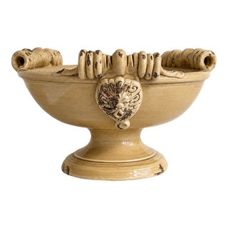 Late 20th Century Large Handcrafted Ceramic Pedestal Compote For Sale