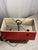 Red Vintage 2-Light French Bouillotte Style Table Lamp With Red Shade, Antique Brass & Wood Desk Lamp For Sale - Image 8 of 17