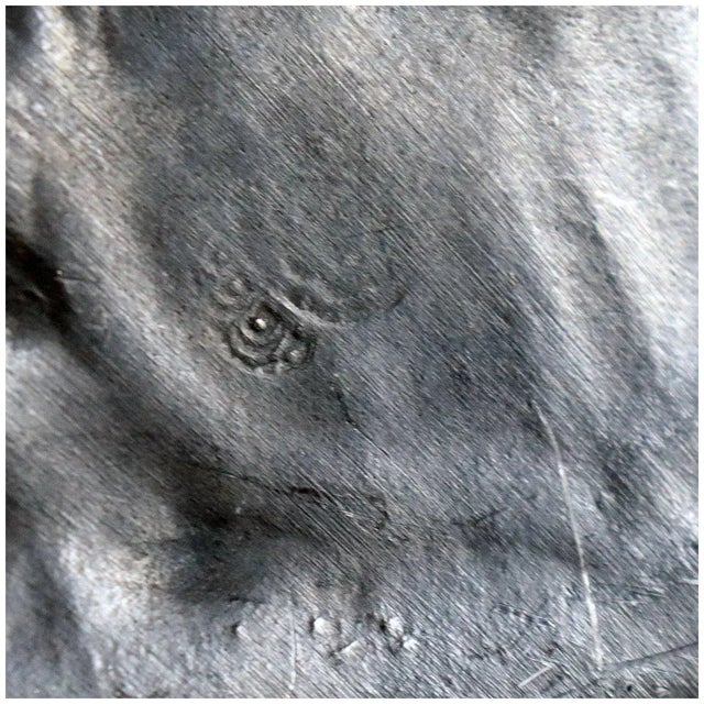 19th Century German Pewter Repousse and Chased Armorial Reeded Edge Plate For Sale - Image 5 of 6