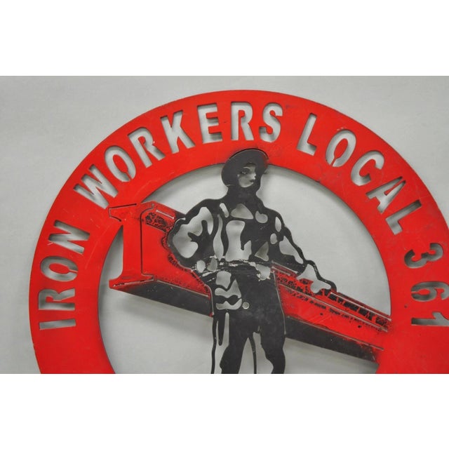 Industrial Iron Workers 361 Brooklyn & Long Island Hanging Wall Steel Black Metal Plaque For Sale - Image 3 of 12