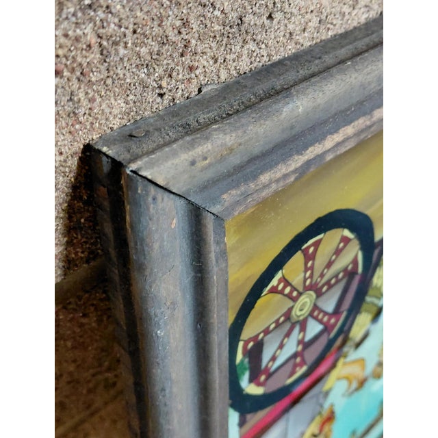 Framed Punakawan Charriot Ride Reverse Glass Painting For Sale - Image 9 of 11