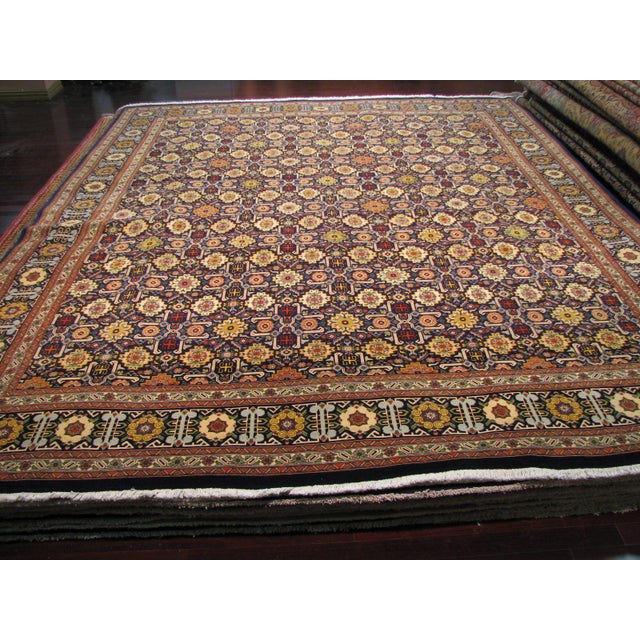 Antique Persian Tabriz 10 x 12 Navy Blue, Yellow, Brown & Ivory Handmade Area Rug #9902234 For Sale In Houston - Image 6 of 6
