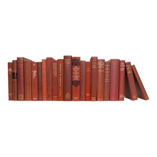 Decorative Books - Vintage Sienna Books - Red Books By The Foot For Sale