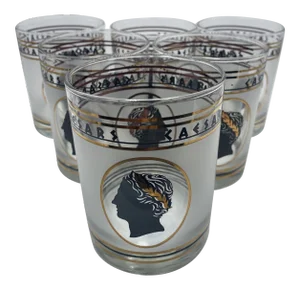 Vintage 1990s Caesar’s Palace 22k Gold Lowball/Rocks Glasses - Set of 6