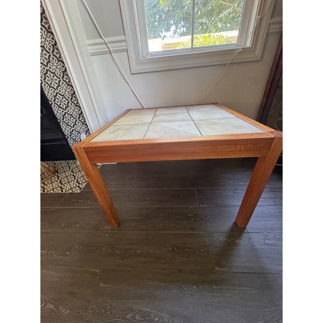 Mid Century Danish (Gangso Mobler) Teak & Relief-Carved Tile End/ Coffee Table For Sale - Image 11 of 12