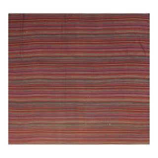 Vintage Turkish Decorative Kilim 1950s Bold Multicolor Stripe Small Rug For Sale