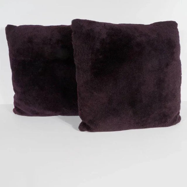 These stunning pillows have been upholstered in a luxe smoked amethyst mohair and Loro Piana cashmere. Their austere form...