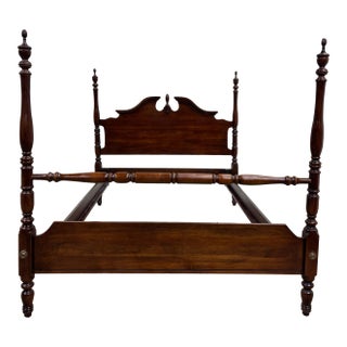 Vintage Queen or Full Size Convertible Four Poster Pediment Bed For Sale