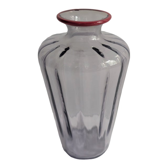 Venini Monofiori Rigadin Pale Purple Glass Vase Signed by Artist For Sale