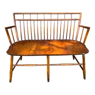 1950s Curtis Products Inc. "Birdcage" Windsor Settee Bench W/Original Macy’s n.y. Tags For Sale