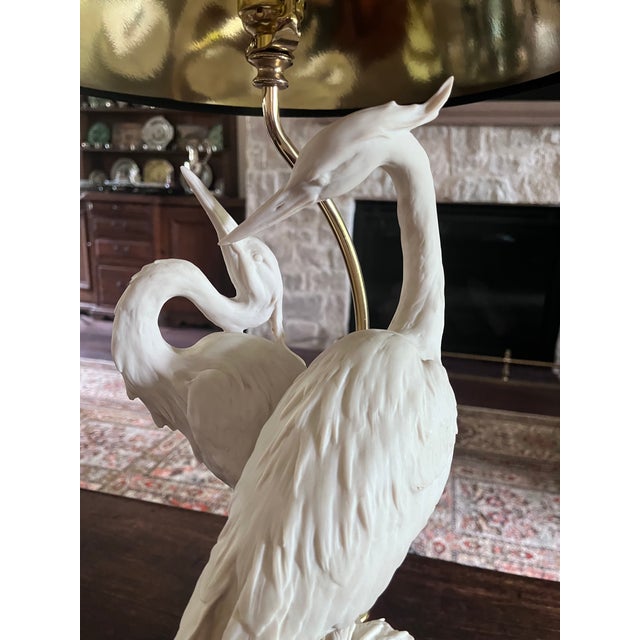 Mid 20th Century Vintage Giuseppe Armani Porcelain Heron Table Lamp - Hollywood Regency For Sale - Image 5 of 18