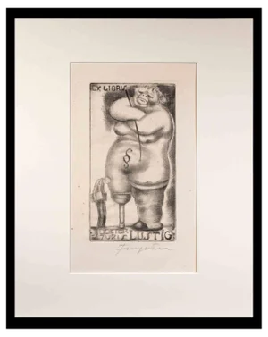 Michel Fingesten, Ex Libris Doctor Turis Lustig, Etching, 1930s
