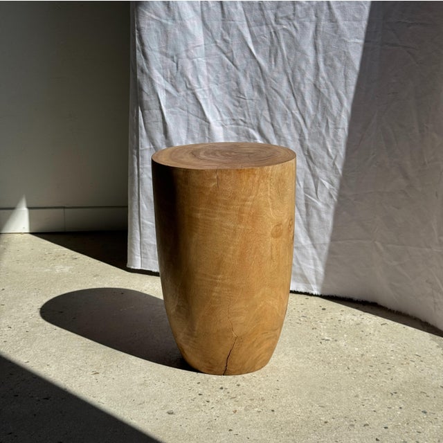 Brown Vintage Side Table in Natural Cylindrical Mango Wood, 1980s For Sale - Image 8 of 18
