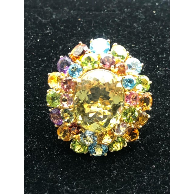 Bochic “Orient” Vintage Amethyst, Lemon Quartz & Citrine Ring - 18K Gold & Silver For Sale - Image 9 of 14