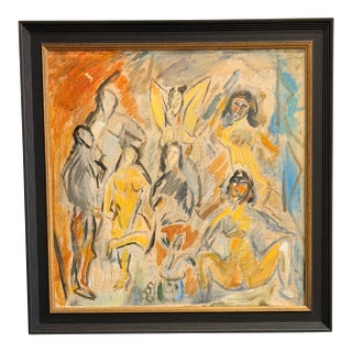 Expressionist Figurative Scene, French Modernist School, Circa 1940s For Sale