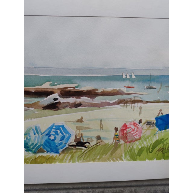 1980s Michel Roubille, L'Île d'Yeu, 1986, Watercolor For Sale - Image 5 of 6