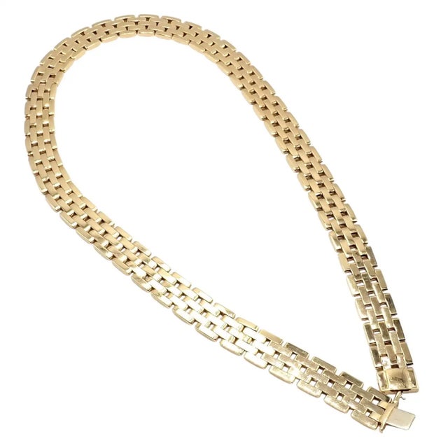 Metal 1990s Cartier Maillon Panthere Five-Row Wide 20" Long Yellow Gold Necklace For Sale - Image 7 of 10