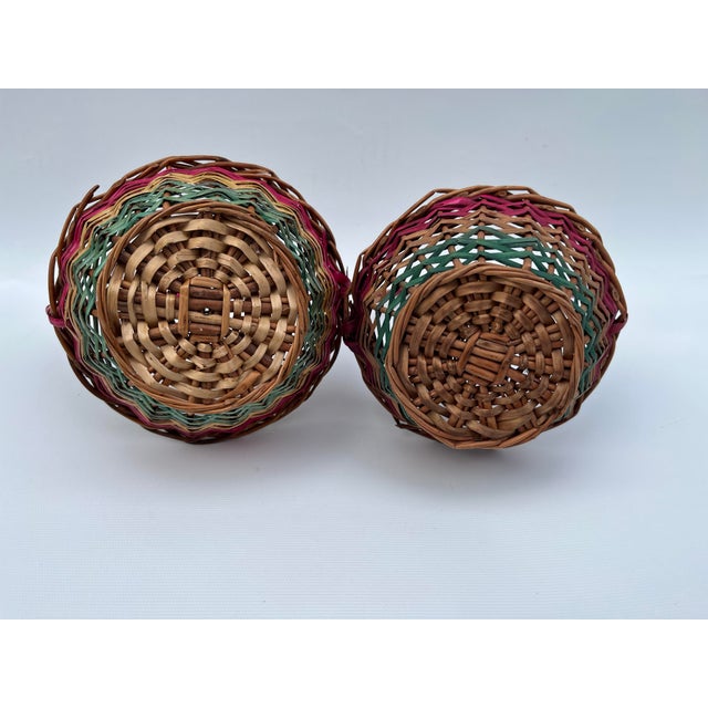 Dark Pink Small Vintage Wood Easter Baskets a Pair For Sale - Image 8 of 8