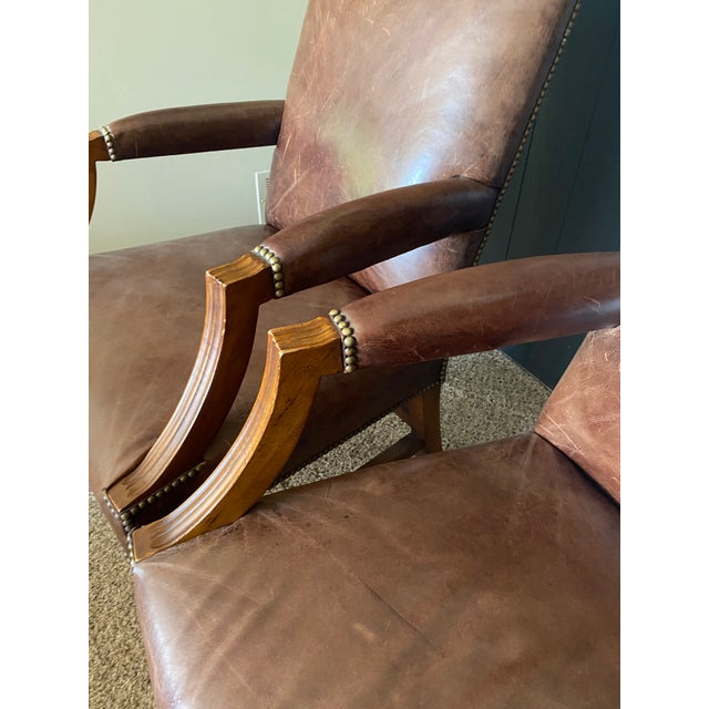 Henredon Ralph Lauren for Henredon Leather Executive / Library Chairs — Pair For Sale - Image 4 of 16