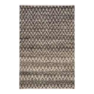 1990s Modern Bauhaus Moroccan Black/Ivory Wool Rug - 9'0 X 12'2 For Sale