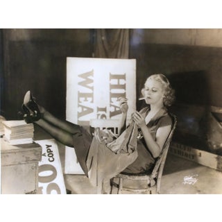 1932 Original Dorothy Hall Sepia Photo Smoking Backstage For Sale