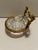 This exquisite vintage gilt Ormolu vanity accessory is made in the Italian Rococo style. The dish insert is heavy cut...