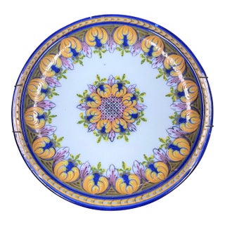 Portuguese Hand Painted Ceramic Wall Plate For Sale