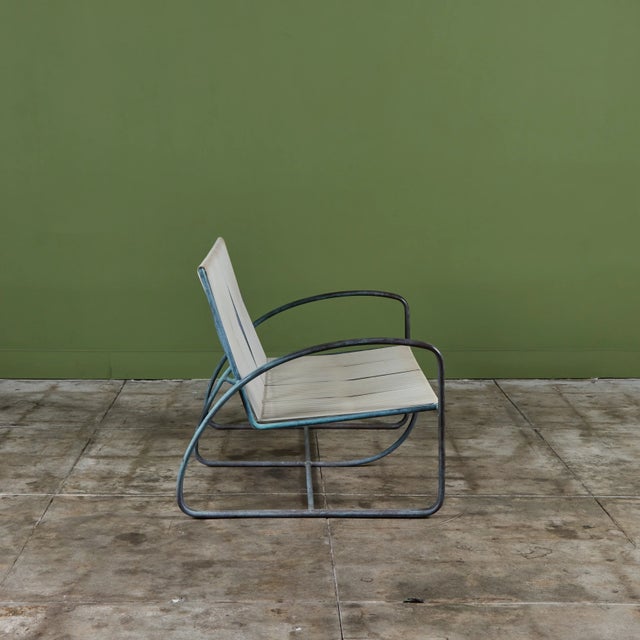 Metal Walter Lamb for Brown Jordan Vinyl Bronze Patio Settee For Sale - Image 7 of 18