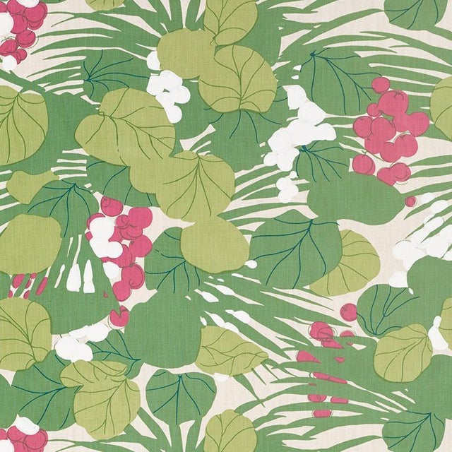 Sample - Schumacher Sea Grapes Fabric in Tropical For Sale