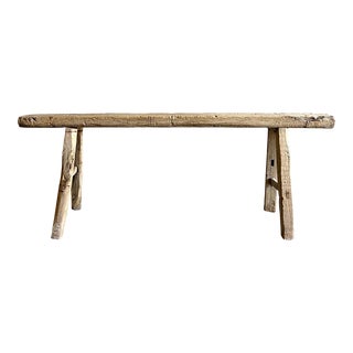 Reclaimed Elm Wood Skinny Bench For Sale