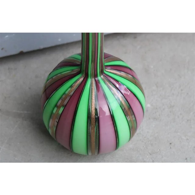 Green, Gold & Purple Glass Bottle, Italy, 1960s For Sale - Image 6 of 8