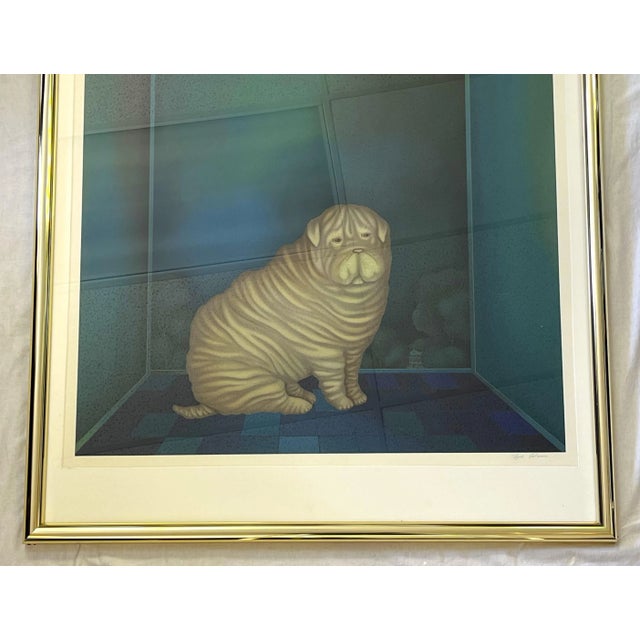 Turquoise Vintage Igor Galanin Signed Modernist Serigraph Print, Titled 'Shar Pei' Circa 1985 For Sale - Image 8 of 12